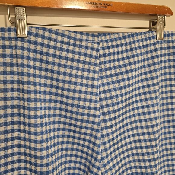 True Vintage 70s Sears Pants Womens 18 Wide Leg Blue Gingham Plaid Leisure USA - Picture 7 of 11